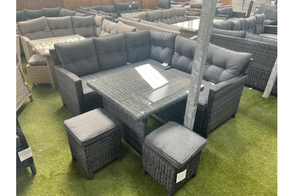 Sapcote Mini Modular Corner Set in Dark Grey Rattan 