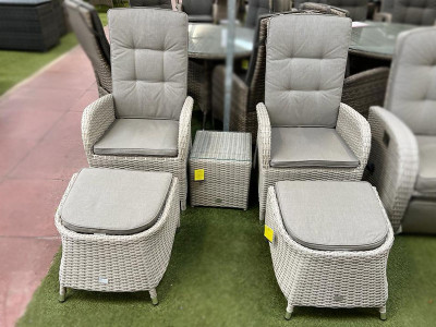 Burbage 2 Seater Reclining Rattan Bistro Set in Latte