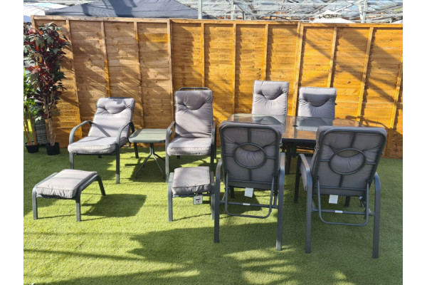 Candosa 10pc Padded Steel Dining Set in Grey