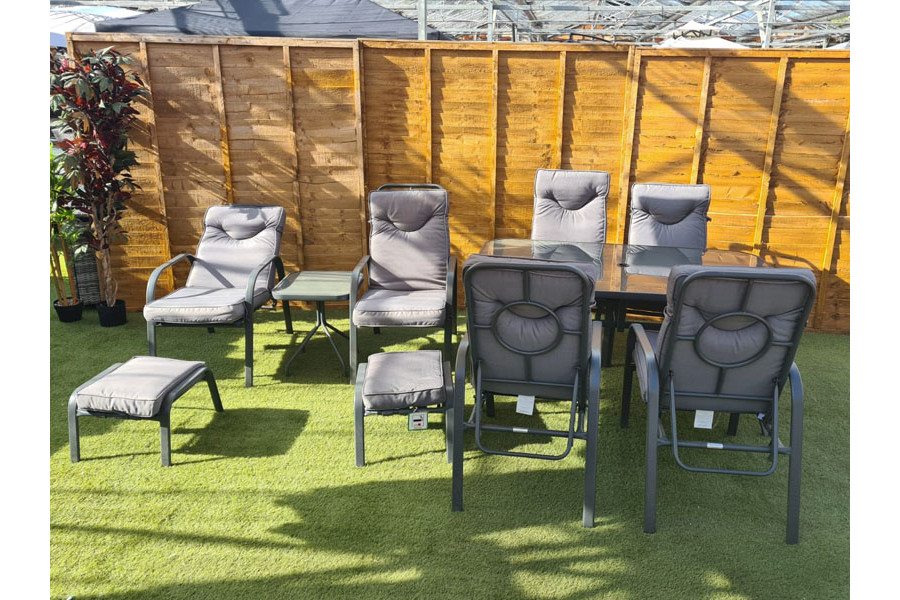 Candosa 10PC Padded Dining set Grey