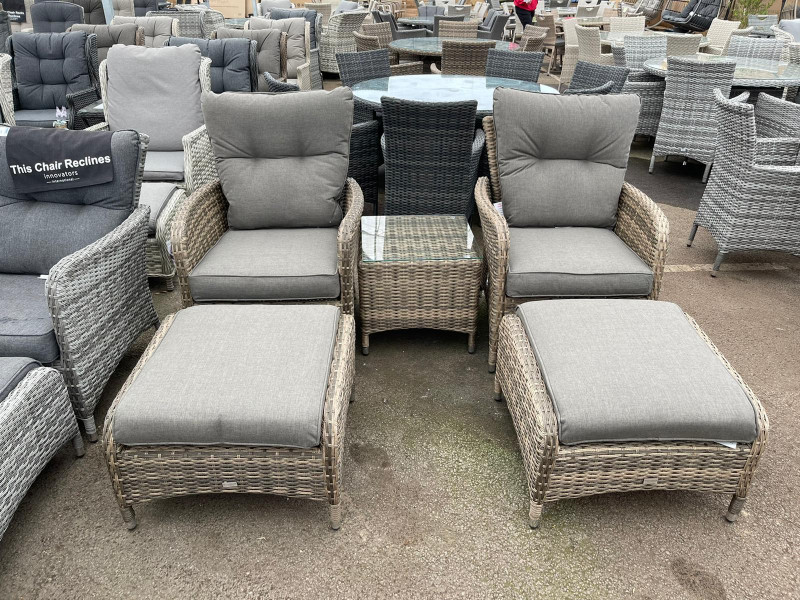 Sarasota Reclining Set in Brown Rattan