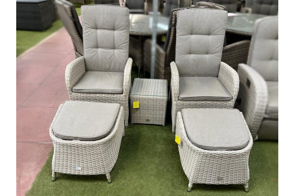 Burbage 2 Seater Reclining Rattan Bistro Set in Latte