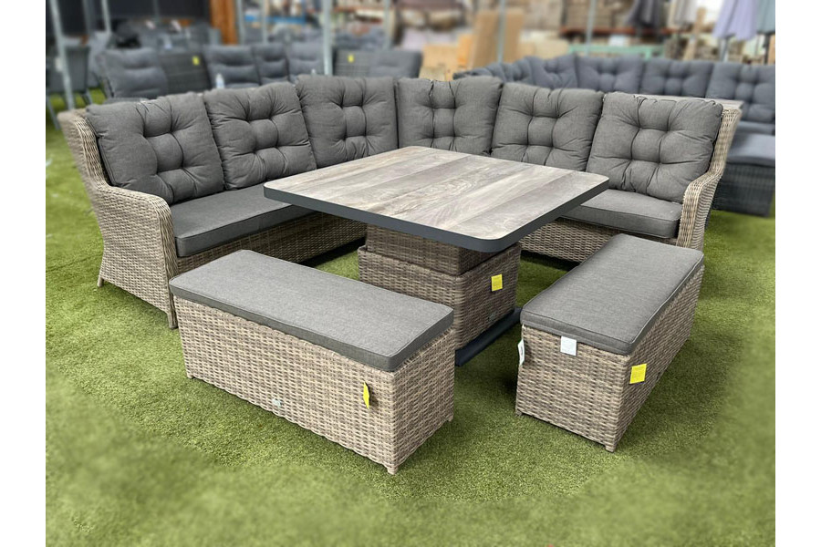 Larne Cappuccino Rattan Corner Sofa Set Large 10 Seater