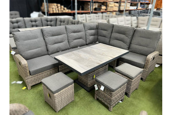 Burbage Reclining Rattan Corner Sofa Set in Cappuccino