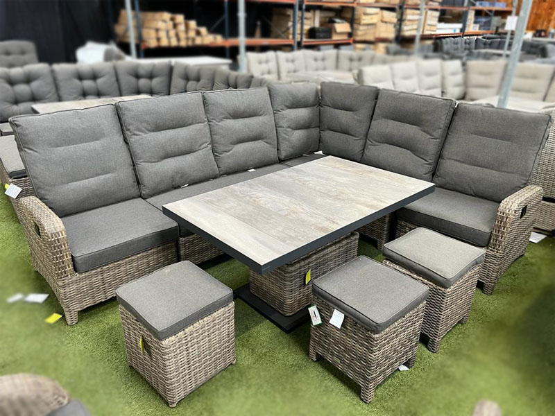 High back rattan corner sofa set hot sale