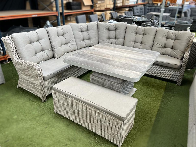 Grey and cream rattan garden furniture top