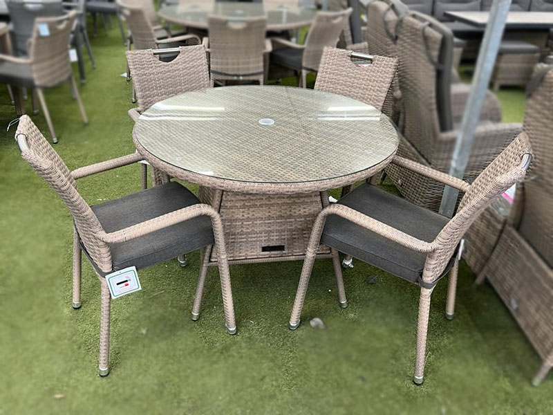Brown rattan top table and chairs
