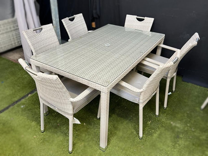 6 seater rectangular sales rattan dining set