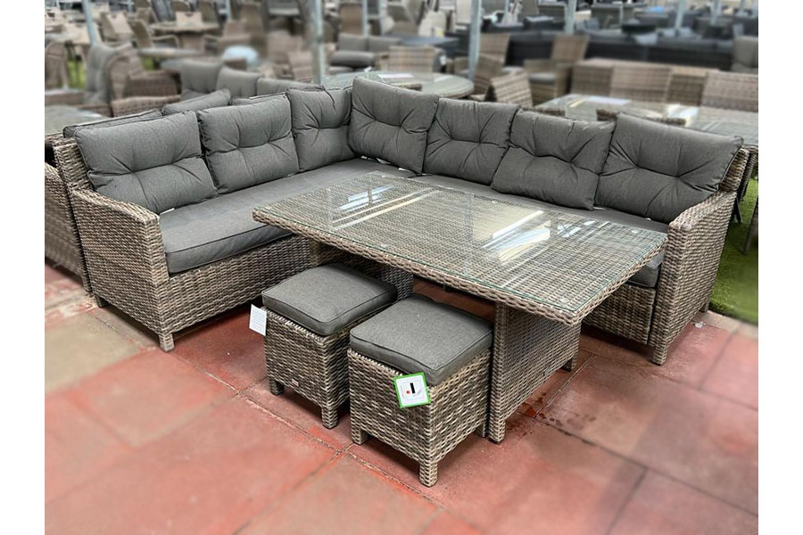 Sapcote Modular Corner Dining Set in Brown Rattan