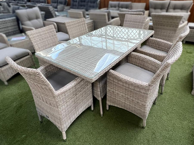 Dining table online with rattan chairs
