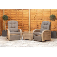 Burbage Rocking & Reclining Rattan Bistro Set in Cappuccino Brown