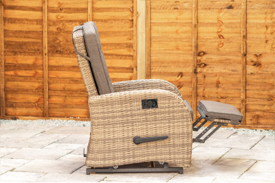 Burbage Rocking & Reclining Rattan Bistro Set in Cappuccino Brown