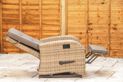 Burbage Rocking & Reclining Rattan Bistro Set in Cappuccino Brown