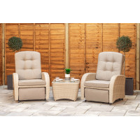 Burbage Rocking & Reclining Rattan Bistro Set in Latte
