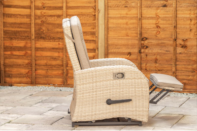 Burbage Rocking & Reclining Rattan Bistro Set in Latte