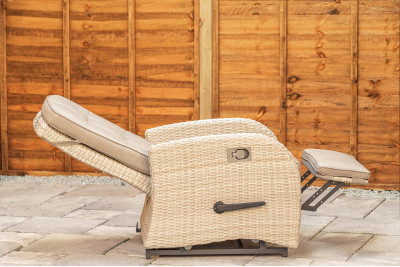 Burbage Rocking & Reclining Rattan Bistro Set in Latte