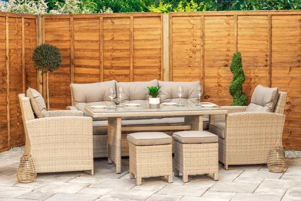 Sapcote Modular Lounge Dining Set in Natural Rattan