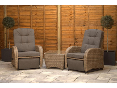 Burbage Rocking & Reclining Rattan Bistro Set in Cappuccino Brown