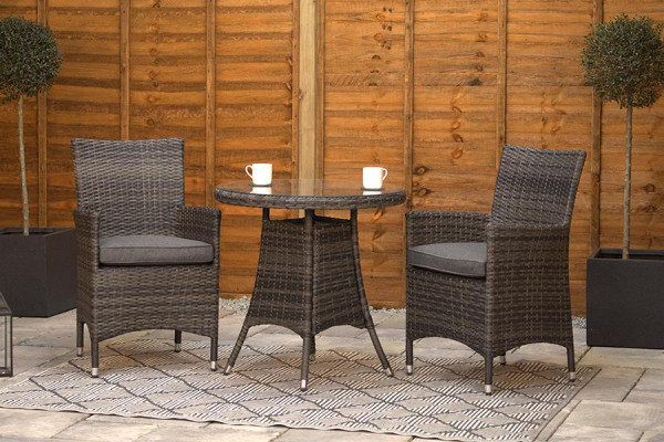 Sapcote Bistro Set in Stone Grey Rattan