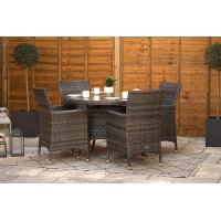 Sapcote 4 Seater Round Dining Set in Dark Grey Rattan