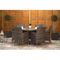 Sapcote 6 Seater Round Dining Set in Dark Grey Rattan
