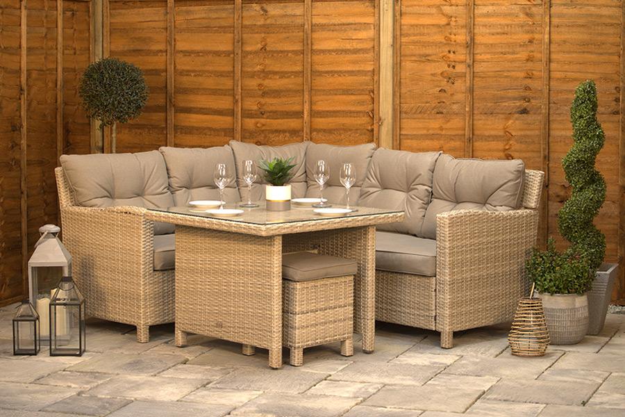 Garden Corner Natural Rattan Corner Sofa Flamingo Natural Rattan