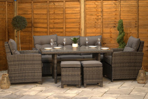 Sapcote Modular Lounge Dining Set in Dark Grey Rattan