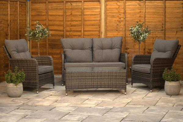 Sapcote Sofa Lounge Set Dark Grey Rattan