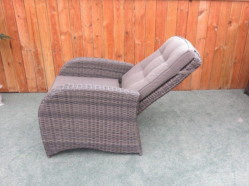 Reclining Rattan 4 Seater Sofa Set (Grey) - Sapcote Garden Centre UK