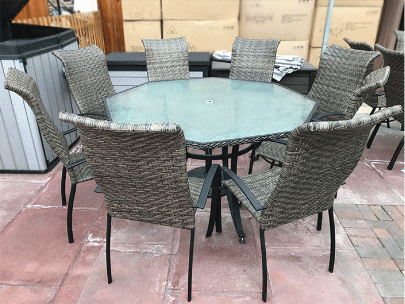 8 Seater Wave Rattan Octagonal Table Sapcote Garden Centre
