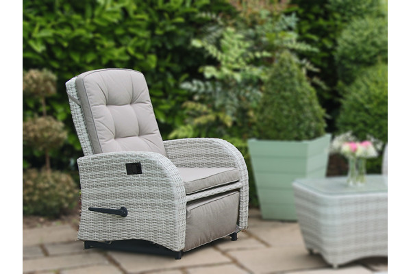 Reclining Rattan Chair + Built in Footrest in Latte 2020