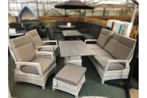 Metal Armed Reclining Rattan Sofa Set in Latte 2021