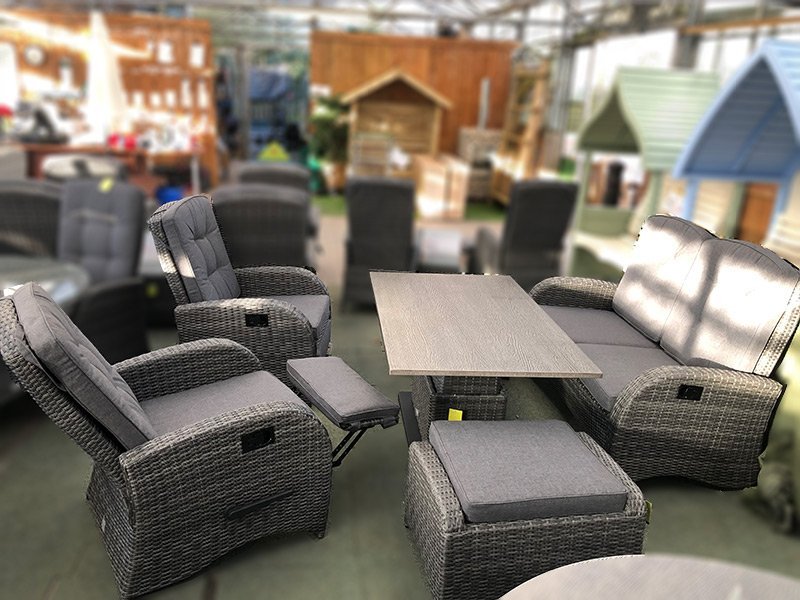 Reclining Rattan 4 Seater Sofa Set (Grey) - Sapcote Garden ...