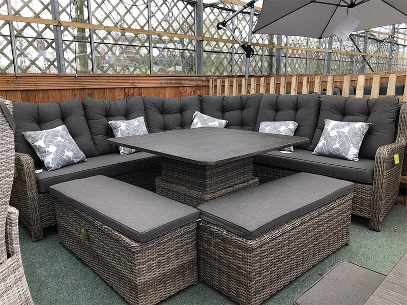 Larne Cappuccino Rattan Corner Sofa Set - Large 10 Seater!