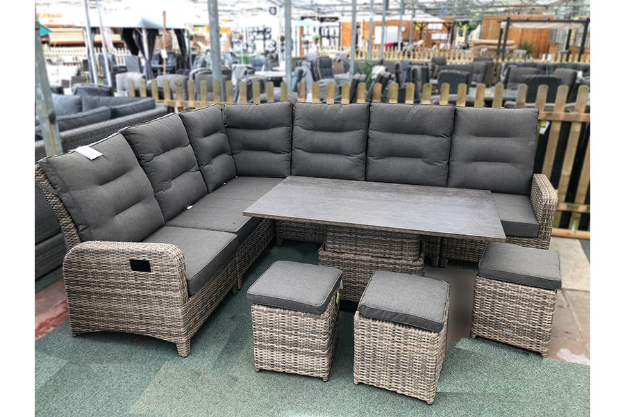 Large Reclining Rattan Corner Sofa Set Cappuccino
