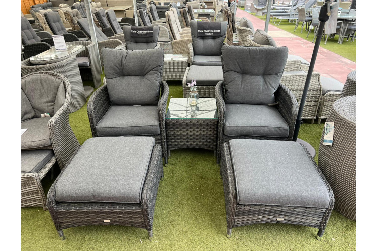 Sapcote Reclining Set in Dark Grey Rattan