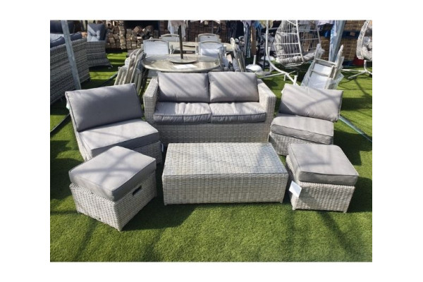 Sapcote 6pc Hideaway Lounge Set in Natural Rattan