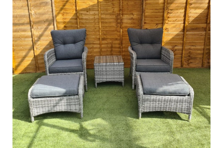 Sapcote Reclining Set in Grey Rattan