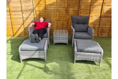 Sapcote Reclining Set in Grey Rattan