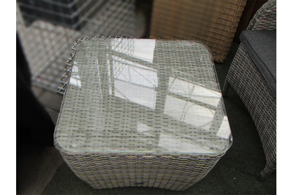 Rattan Side Table in Silver Grey