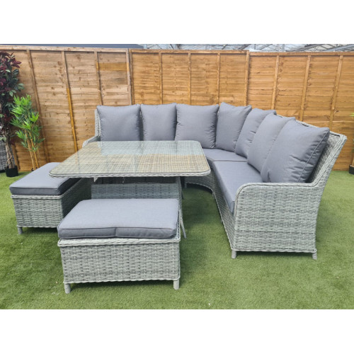 Cassano Grey Corner Rattan Sofa Dining Set