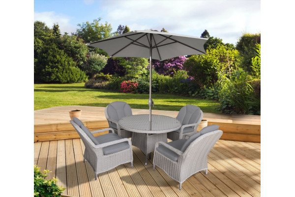 Murano 4 Seater Dining Set in Grey Rattan