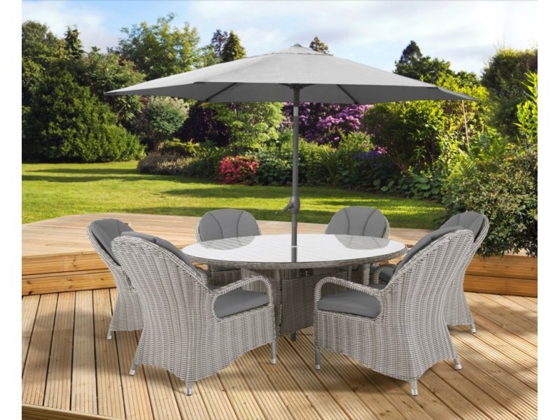 6 seater rattan dining 2025 set with parasol