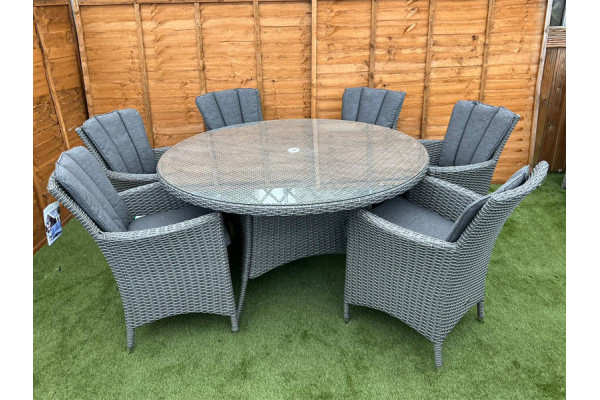 Kenilworth 6 Seater Dining Set in Grey Rattan