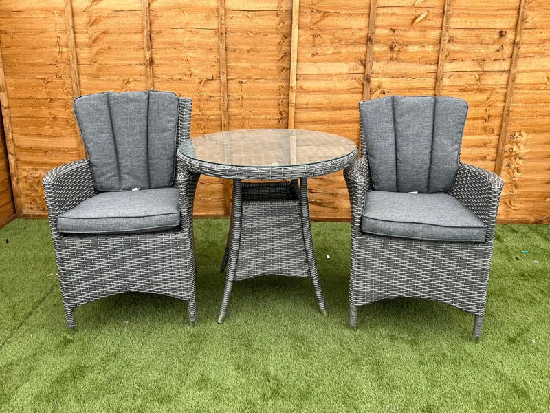 Grey rattan 2 seater bistro set online