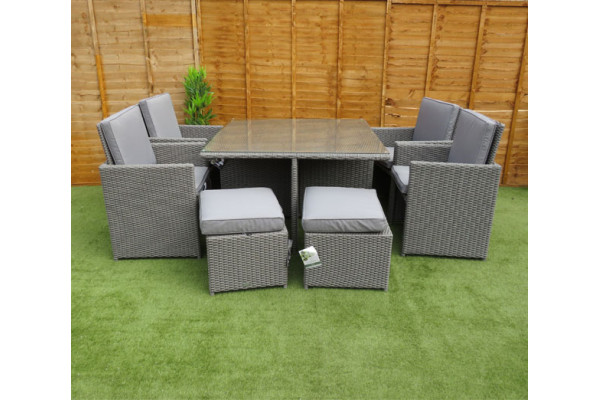 Tuscany Deluxe Cube Set in Grey Rattan