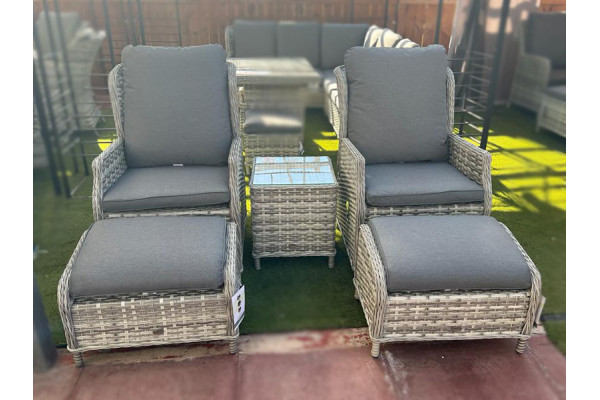 Rutland 2 Seater Reclining Rattan Companion Set in Grey