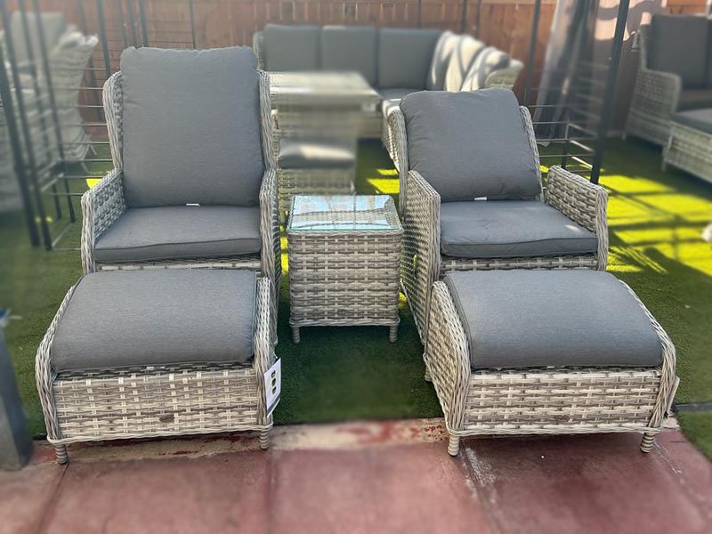 Rattan companion best sale set with footstools
