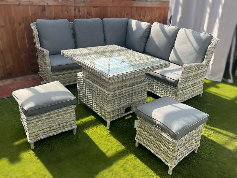 Corner rattan with adjustable table shop