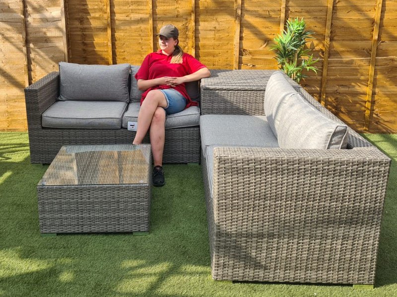 Lisbon Rattan Corner Sofa Set Storage